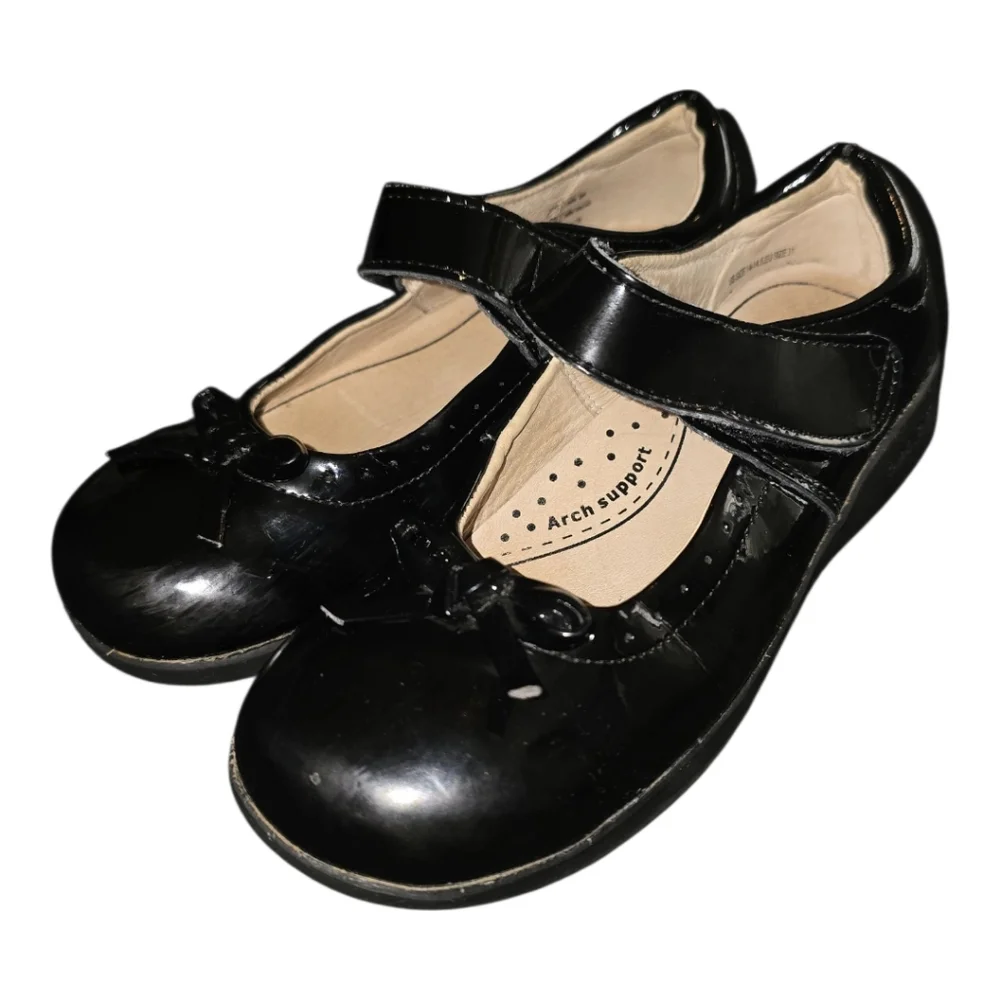 Pediped Flex Black Isabella Mary Jane Flats Girls Size 31 And 26